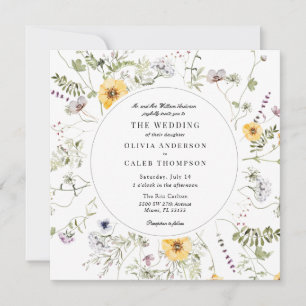 Invitación Elegante Boda de marco de flor silvestre amarillo 