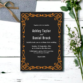 Invitación Elegante Boda De Marco De Moda Blanco Y Negro