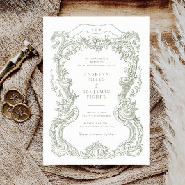 Invitación Elegante Boda de marco de tela de arcilla floral v