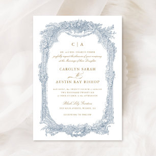 Invitación Elegante Boda de marco de vintage floral