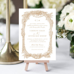 Invitación Elegante Boda de marco de vintage floral