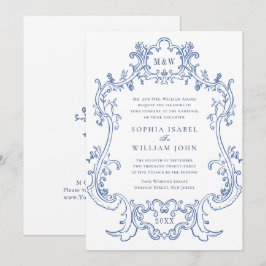 Invitación Elegante Boda de marco elegante barroco de color a