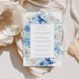 Invitación Elegante Boda de marco floral azul