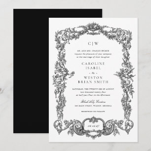 Invitación Elegante Boda de marco floral barroco vintage