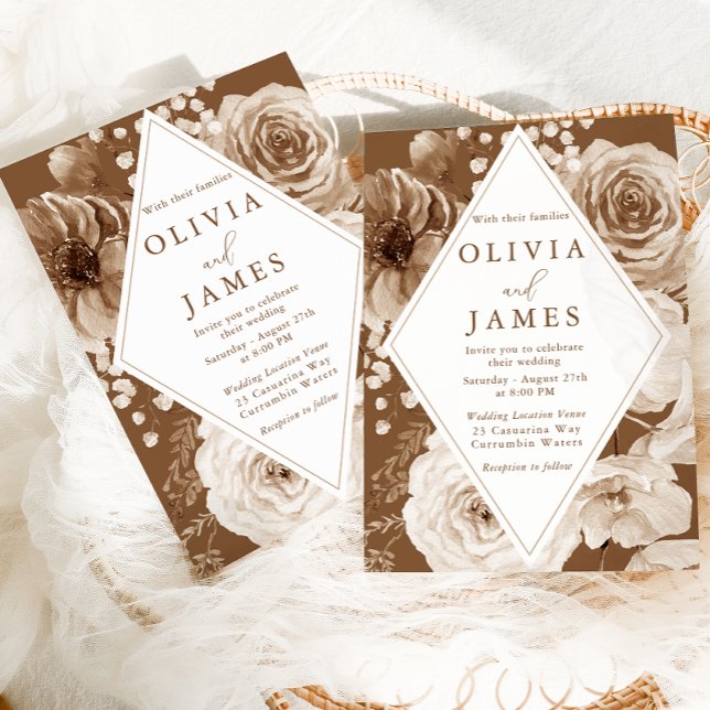 Invitación Elegante Boda de marco floral Boho (Subido por el creador)