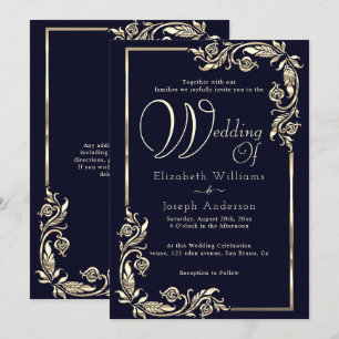Invitación Elegante Boda De Marco Floral De Lujo Presupuestar