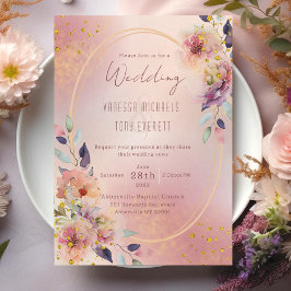 Invitación Elegante Boda de marco geométrico de ovalación flo