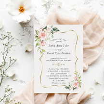 Elegante Boda de marcos dorados de flores de Rubor