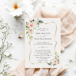 Invitación Elegante Boda de marcos dorados de flores de Rubor