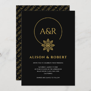 Invitación Elegante boda de marcos e iniciales inspirados en 