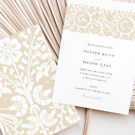 Invitación Elegante Boda de Marfil Beige-Floral