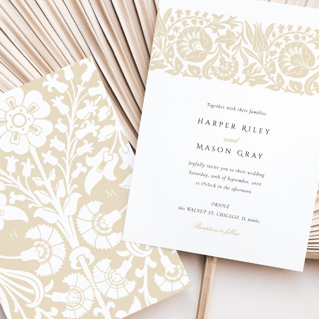 Invitación Elegante Boda de Marfil Beige-Floral (Subido por el creador)