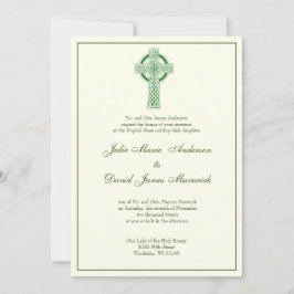 Invitación Elegante Boda de Marfil de la Cruz Celta Irlandesa
