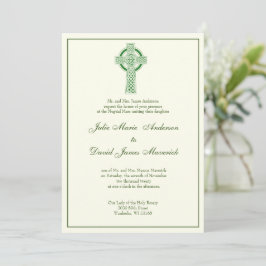 Invitación Elegante Boda de Marfil de la Cruz Celta Irlandesa