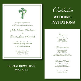 Invitación Elegante Boda de Marfil de la Cruz Celta Irlandesa