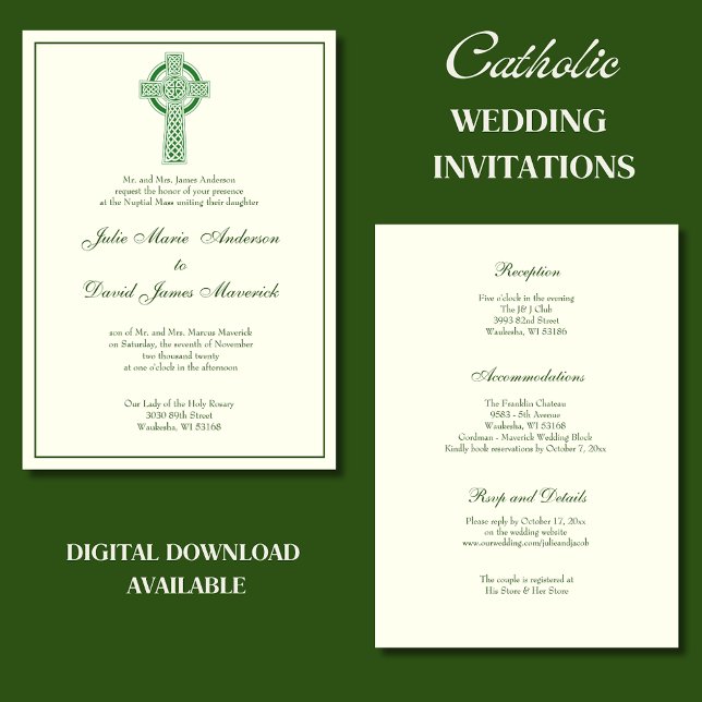 Invitación Elegante Boda de Marfil de la Cruz Celta Irlandesa (Subido por el creador)