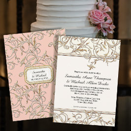 Invitación Elegante Boda de marfil de oro clásico moderno