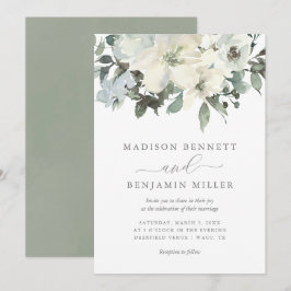 Invitación Elegante Boda de marfil y vegetación floral sabros