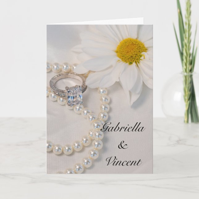 Invitación Elegante Boda de margarita blanca (Anverso)