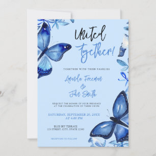 Invitación Elegante Boda de mariposas color azul