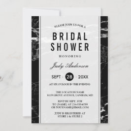 Invitación Elegante Boda de mármol blanco negro ducha de novi