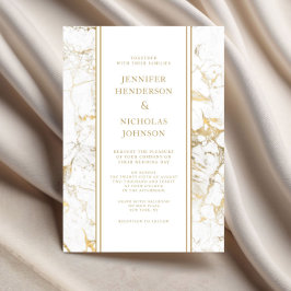 Invitación Elegante Boda de Mármol Blanco y Oro