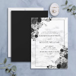 Invitación Elegante Boda de mármol color de color negro de fl<br><div class="desc">Crea la invitación perfecta a la boda con este diseño de moda con elementos botánicos florales en blanco y negro y eucalipto, fondo de mármol de la carrera. Póngase en contacto con el diseñador para obtener productos coincidentes. Muchas gracias por apoyar a nuestra pequeña empresa, ¡realmente lo apreciamos! Estamos tan...</div>