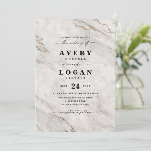 Invitación Elegante Boda de Mármol Metálico de Champagne Gold