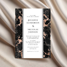Elegante boda de mármol negro con oro rosa