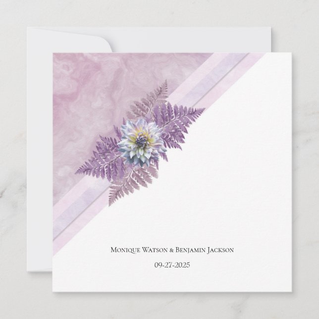 Invitación Elegante Boda de Mármol Rosa (Anverso)