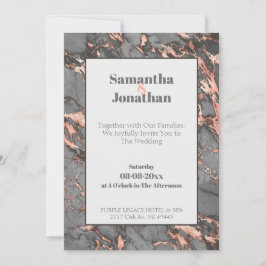 Invitación Elegante Boda De Mármol Rosa Gris