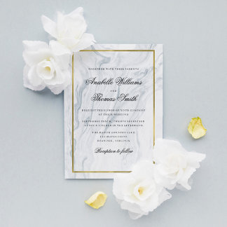 Invitación Elegante Boda de Mármol y Oro