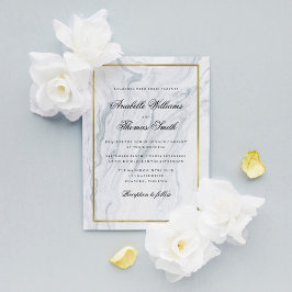 Invitación Elegante Boda de Mármol y Oro