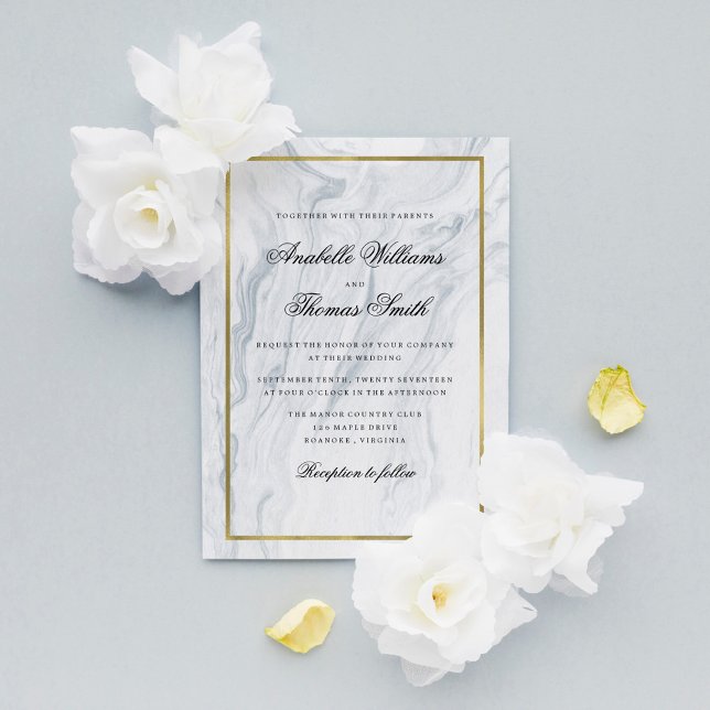 Invitación Elegante Boda de Mármol y Oro (Subido por el creador)