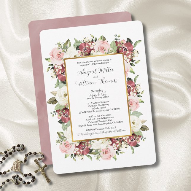 Invitación Elegante Boda de Mauve de Masas Católicas Rosa Flo (Subido por el creador)