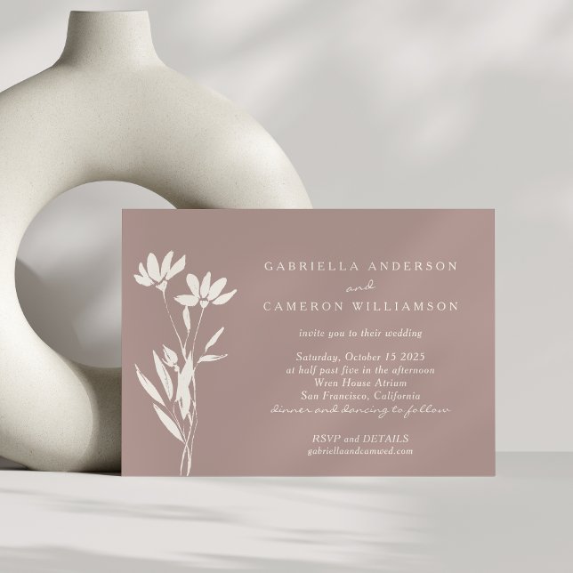 Invitación Elegante Boda de Mauve floral elegante (Subido por el creador)