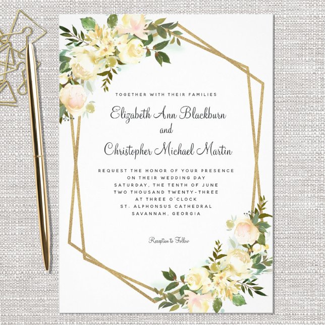 Invitación Elegante Boda de Moda de acuarela botánica floral (Subido por el creador)