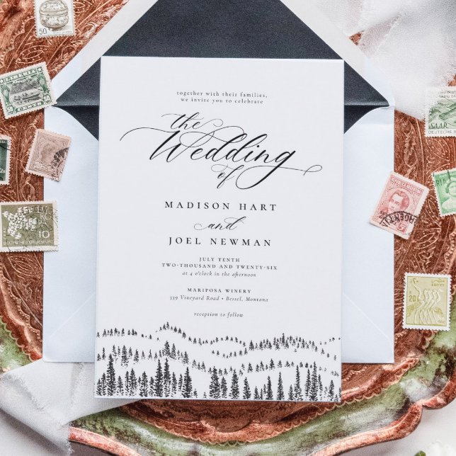 Invitación Elegante Boda de Moda de caligrafía forestal de mo (Subido por el creador)