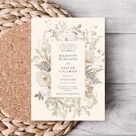 Invitación Elegante Boda de Moda de Crema Floral Terrestre
