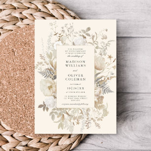 Invitación Elegante Boda de Moda de Crema Floral Terrestre