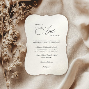 Invitación Elegante Boda de Moda de guiones clásicos de blanc
