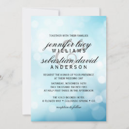 Invitación Elegante Boda de Moda de luz azul Bokeh