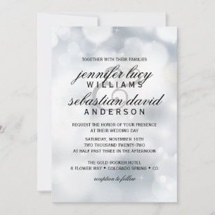 Invitación Elegante Boda de Moda de luz de bokeh plateado