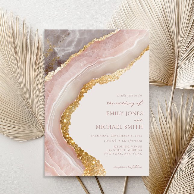 Invitación Elegante Boda de Moda de Mármol Agate de Piedra (Subido por el creador)