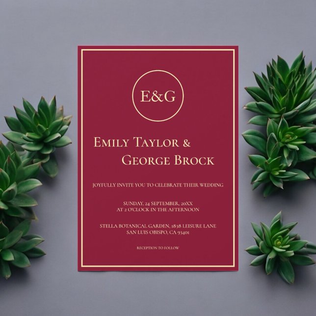 Invitación Elegante Boda de Moda de Monograma de Oro de Borgo (Subido por el creador)