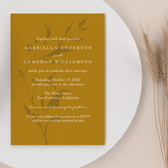 Invitación Elegante Boda de Moda de Mustard Boho Botánico (Subido por el creador)