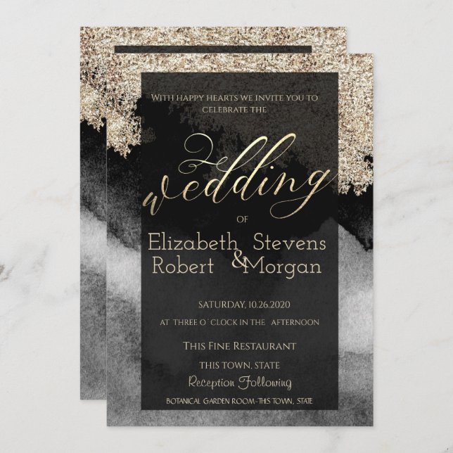 Invitación Elegante Boda de Moda elegante (Anverso / Reverso)