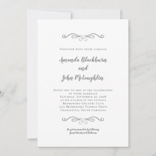 Invitación Elegante Boda de Moda formal gris blanco inmaduro