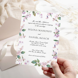 Invitación Elegante Boda de Moda Lilac Wildflowers