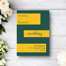 Invitación Elegante Boda De Moda Moderna, Verde Y Dorado